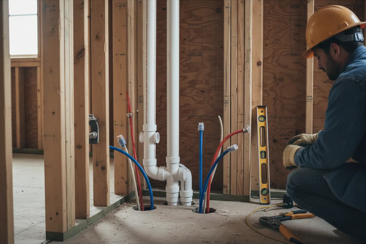 Drain and supply rough-in during Leak Detection in Murphysboro