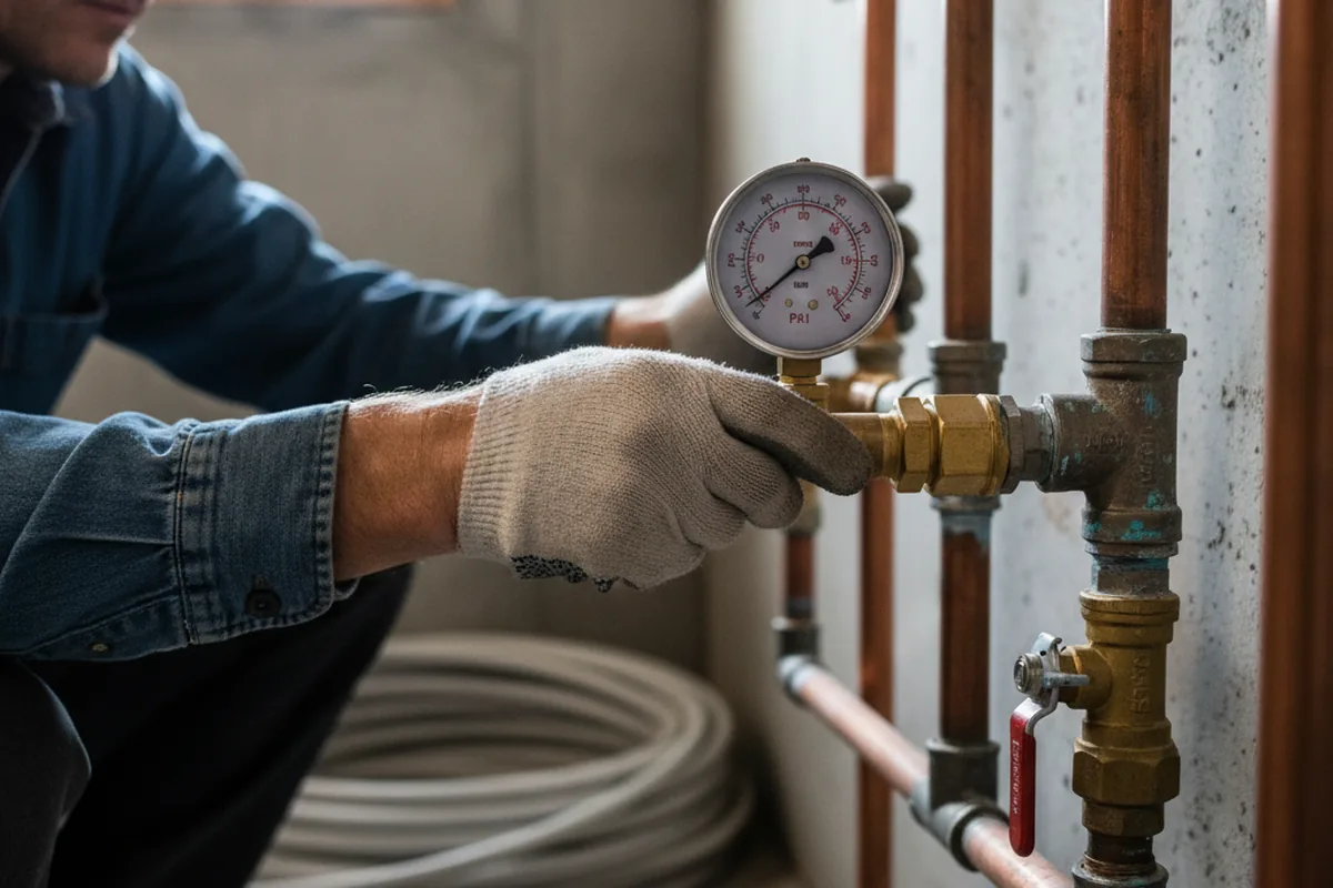 Pressure testing a repaired line during Water Line Repair in Murphysboro